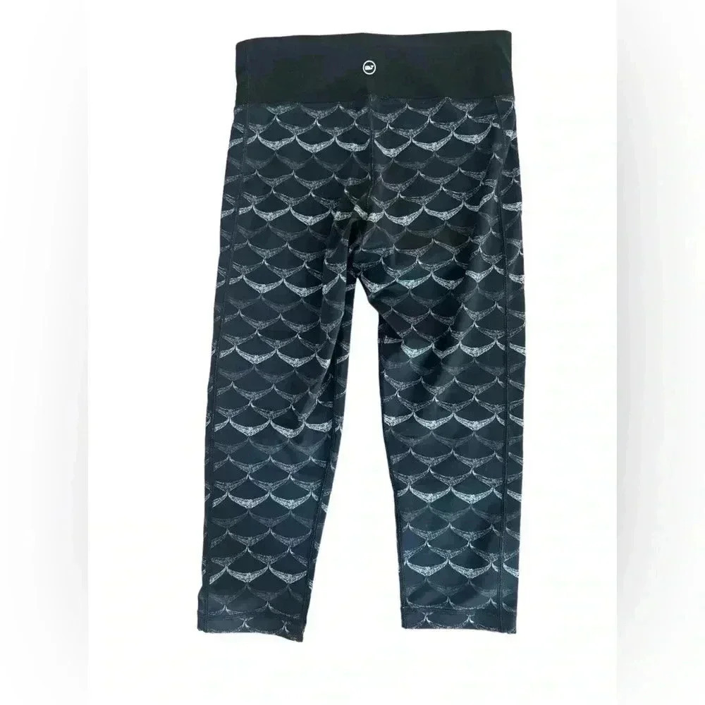 Vineyard Vines Whale Tail Performance Crop Leggings High Waist Black Gray